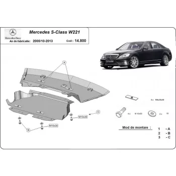 Mercedes S-Class W221, 2005-2013 - Acél Motorvédő lemez