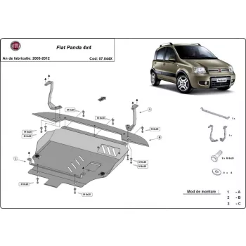 Fiat Panda 4x4, 2003-2012 - Acél Motorvédő lemez