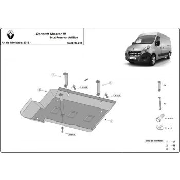   Renault Master 3 - Model 3, 2016-2024 - Acél Üzemanyagtank védő lemez