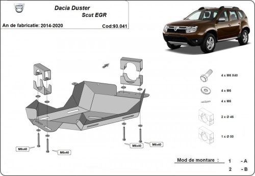 Dacia Duster, 2014-2020 - Acél EGR védő lemez