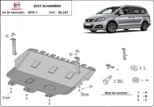 Seat Alhambra, 2010-2020 - Acél Motorvédő lemez