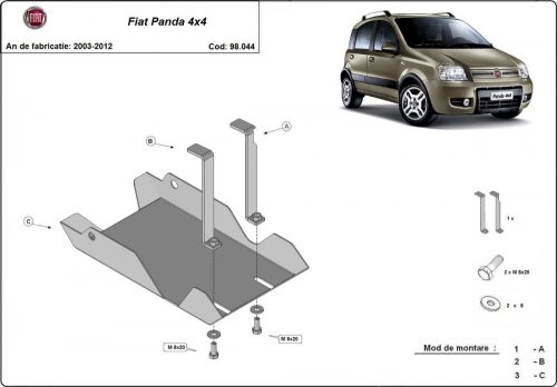 Fiat Panda 4x4, 2003-2012 - Acél Differenciálmű védő lemez