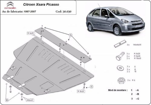 Citroen Xsara Picasso, 1999-2007 - Acél Motor- és váltóvédő lemez
