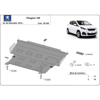   Peugeot 108, 2014-2020 - Acél Motor, váltó és hűtővédő lemez
