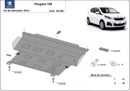 Peugeot 108, 2014-2020 - Acél Motor, váltó és hűtővédő lemez