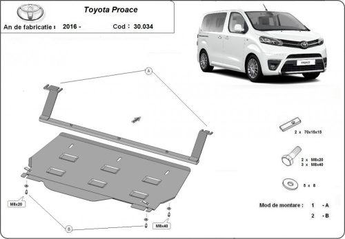 Toyota Proace személy, 2016-2020 - Acél Motorvédő lemez