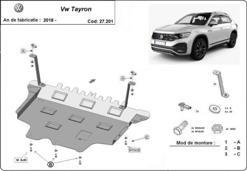 VW Tayron, 2018-2024 - Acél Motorvédő lemez