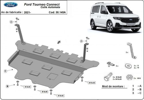 Ford Tourneo Connect, 2021-2024 - Acél AUTOMATA váltóvédő lemez