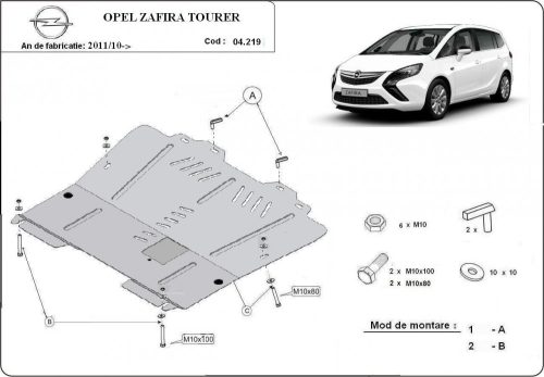 Opel Zafira C, 2011-2020 - Acél Motorvédő lemez