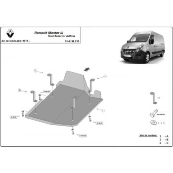   Renault Master 3 Model 1, 2016-2024 - Acél Üzemanyagtank védő lemez