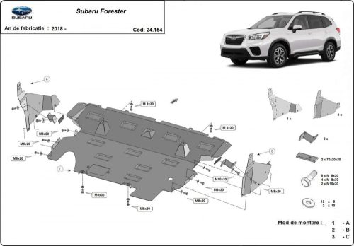 Subaru Forester, 2018-2024 - Acél Motor- és hűtővédő lemez