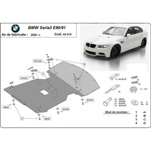 BMW 3 E90/91, 2004-2011 - Acél Motorvédő lemez