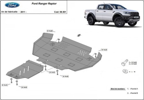 Ford Ranger Raptor, 2020-2023 - Acél Motorvédő lemez