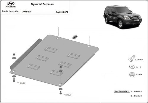 Hyundai Terracan, 2001-2007 - Acél Váltóvédő lemez