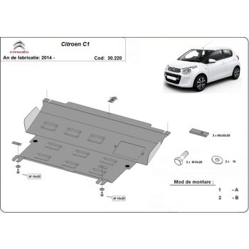   Citroen C1, 2014-2022 - Acél Motor, váltó és hűtővédő lemez