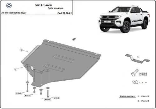 Volkswagen Amarok, 2022-2024 - Acél MANUÁLIS Váltóvédő lemez