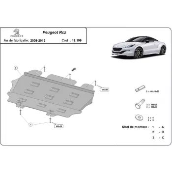   Peugeot RCZ, 2009-2015 - Acél Motor, váltó és hűtővédő lemez