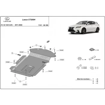 Lexus CT200H, 2011-2024 - Acél Katalizátorvédő lemez