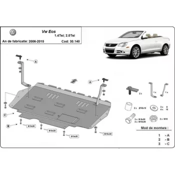   Volkswagen Eos, 2006-2015 - Acél Motor, váltó és hűtővédő lemez