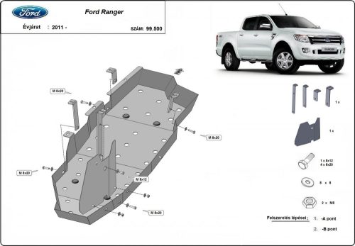 Ford Ranger, 2020-2023 - Acél Üzemanyagtank védőlemez