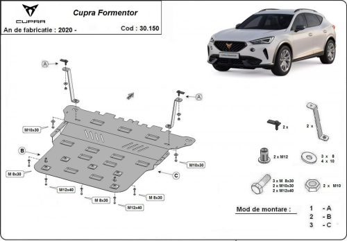 Cupra Formentor, 2020-2024 - Acél Motor, váltó és hűtővédő lemez