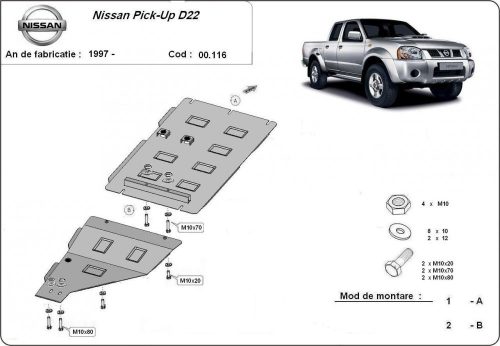 Nissan Pick-Up D22, 1997-2004 - Acél Váltóvédő lemez