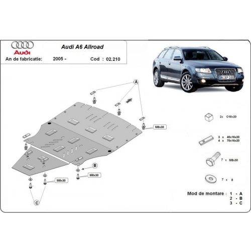 Audi Allroad II, 2005-2011 - Acél Motorvédő lemez