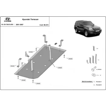   Hyundai Terracan, 2001-2007 - Acél Üzemanyagtank védő lemez
