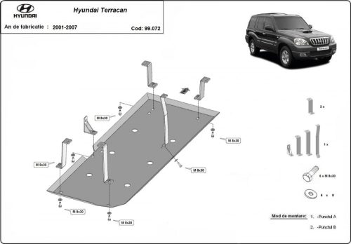 Hyundai Terracan, 2001-2007 - Acél Üzemanyagtank védő lemez