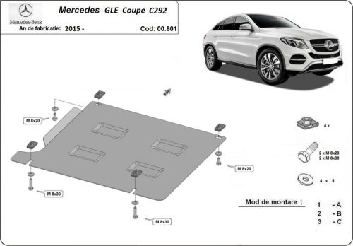 Mercedes GLE Coupe C292, 1980 - Acél Váltóvédő lemez