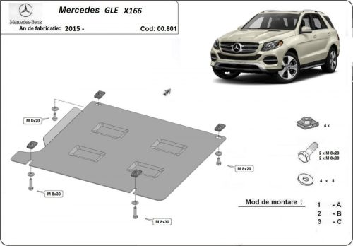 Mercedes GLE X166, 2015-2024 - Acél Váltóvédő lemez