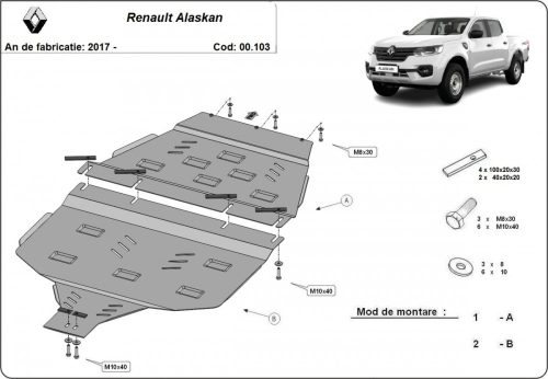 Renault Alaskan, 2017-2024 - Acél Váltóvédő lemez