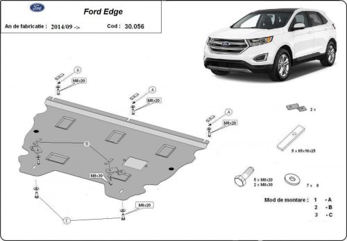 Ford Edge, 2014-2021 - Acél Motor, váltó és hűtővédő lemez