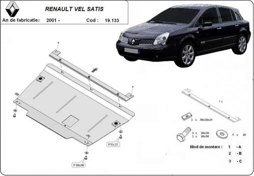 Renault Vel Satis 2001-2007 - Acél Motorvédő lemez