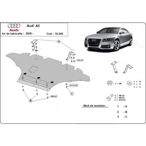 Audi A5, 2008-2016 - Acél Motorvédő lemez