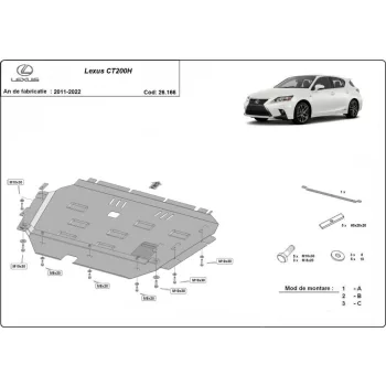   Lexus CT200H, 2011-2024 - Acél Motor, váltó és hűtővédő lemez