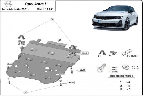 Opel Astra L, 2021-2024 - Acél Motorvédő lemez