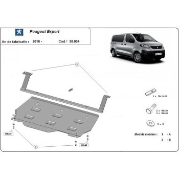   Peugeot Expert Kisteherautó, 2016-2024 - Acél Motorvédő lemez
