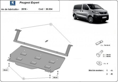 Peugeot Expert Kisteherautó, 2016-2024 - Acél Motorvédő lemez