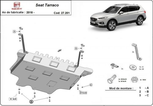 Seat Tarraco, 2018-2024 - Acél Motorvédő lemez