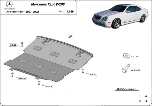 Mercedes CLK W208, 1997-2002 - Acél Motorvédő lemez