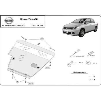 Nissan Tiida, 2004-2013 - Acél Motorvédő lemez