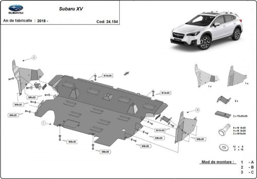 Subaru XV, 2018-2022 - Acél Motor- és hűtővédő lemez