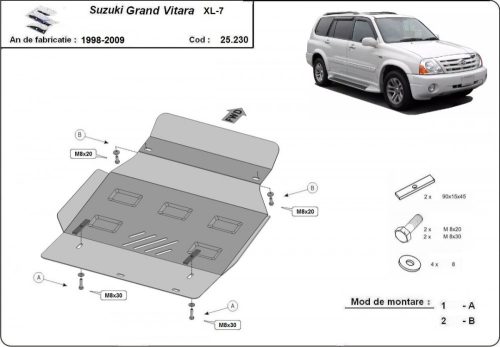 Suzuki Grand Vitara XL7, 1998-2009 - Acél Motorvédő lemez