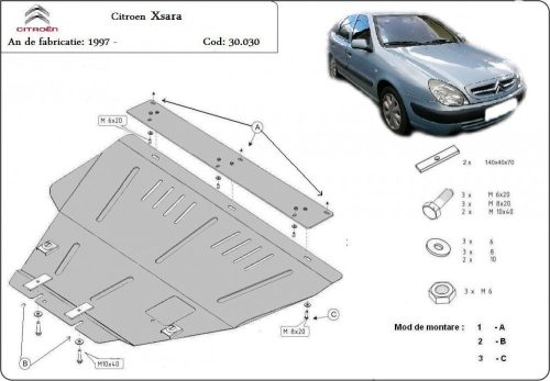 Citroen Xsara, 1997-2022 - Acél Motorvédő lemez