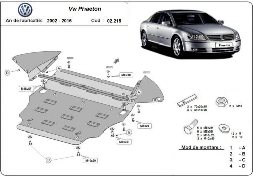 Volkswagen Phaeton, 2002-2016 - Acél Motorvédő lemez