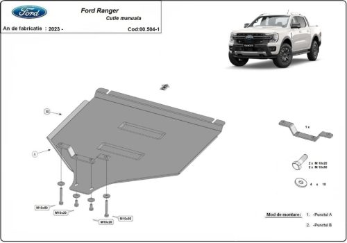 Ford Ranger, 2023-2024 - Acél MANUÁLIS Váltóvédő lemez