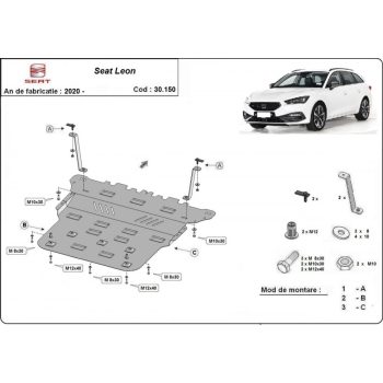   Seat Leon, 2020-2024 - Acél Motor, váltó és hűtővédő lemez