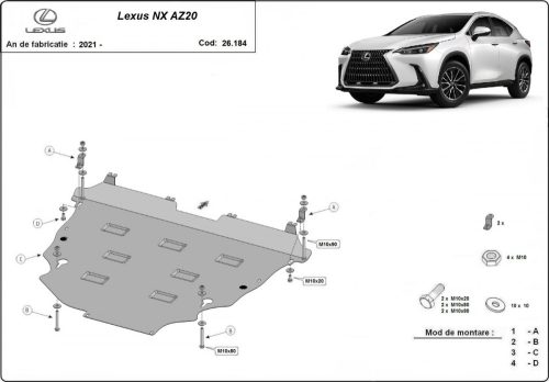 Lexus NX AZ20, 2021-2024 - Acél Motorvédő lemez