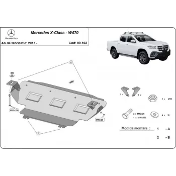Mercedes X-Class, 2017-2020 - Acél Hűtővédő lemez